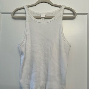 White Ribbed Tank Top